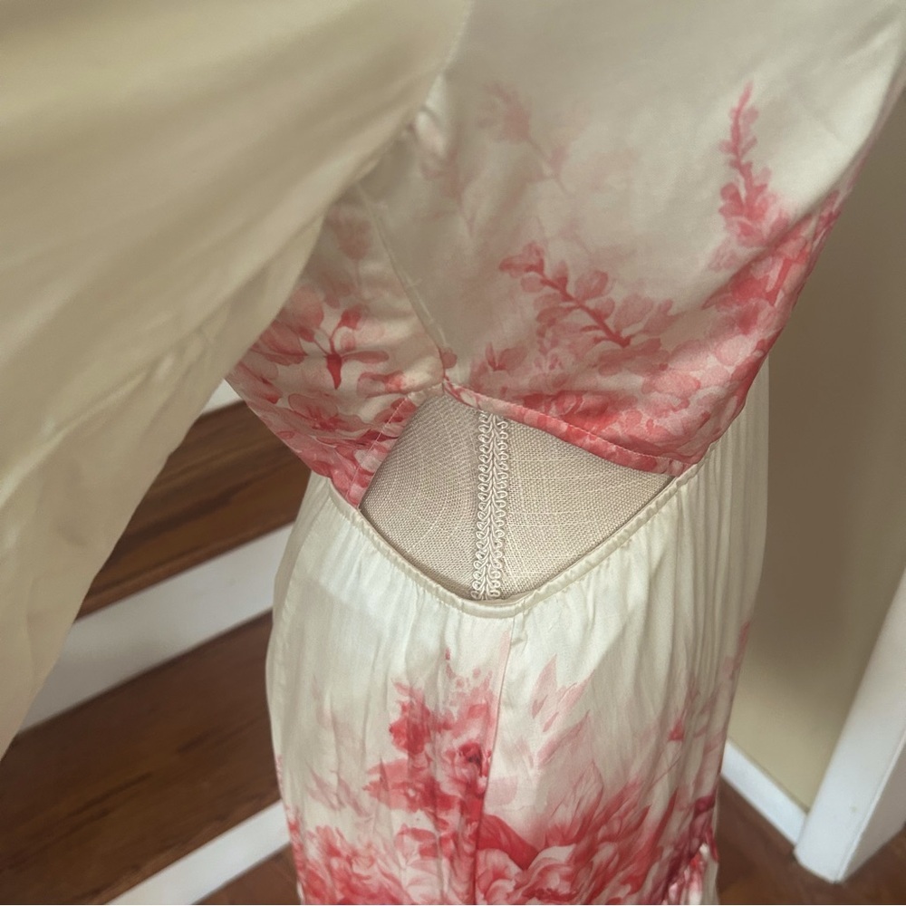 Anthro x Bhanuni by Jyoti Cherry Blossom Mini Dress S Floral Ruffle Cutout Boho - Picture 4 of 16